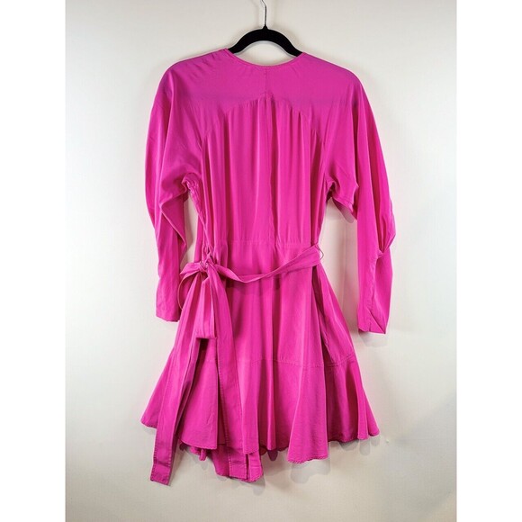 A.L.C. Womens Dress Pink Mini Enzo Silk Wrap Surplice V Neck Designer Size 6 - Picture 8 of 11